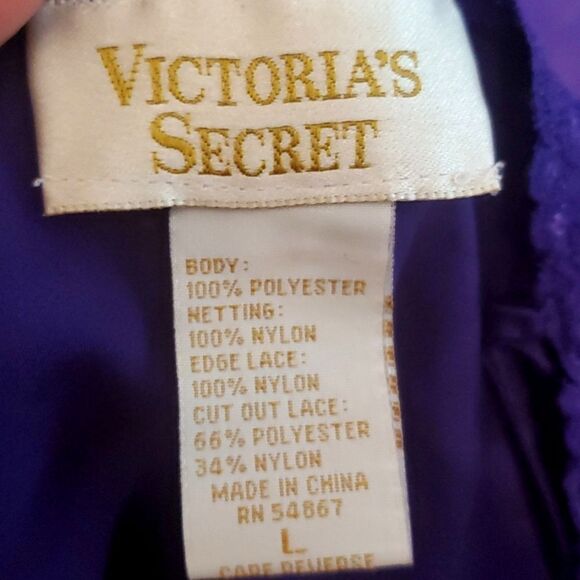 Victoria's Secret Gold Label Vintage 90s Lace Slip Mini Dress Purple Size Large - Picture 5 of 5